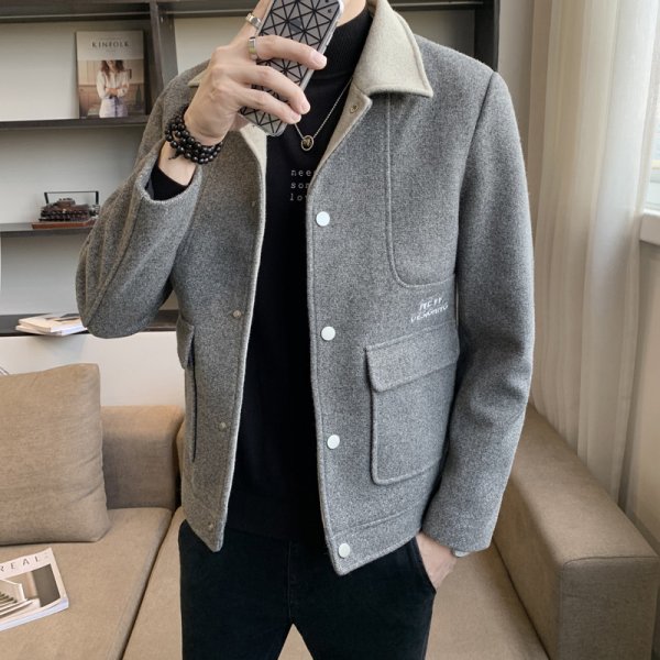 Youth fashion all-match lapel coat woolen coat