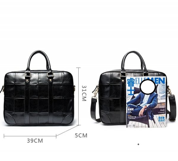 Men's PU Leather One Shoulder Handbag Business Briefcase